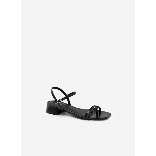 Vascara GIÀY SANDAL GÓT TRỤ QUAI ĐÔI PHỐI BRAID - SDK 0325 - MÀU ĐEN