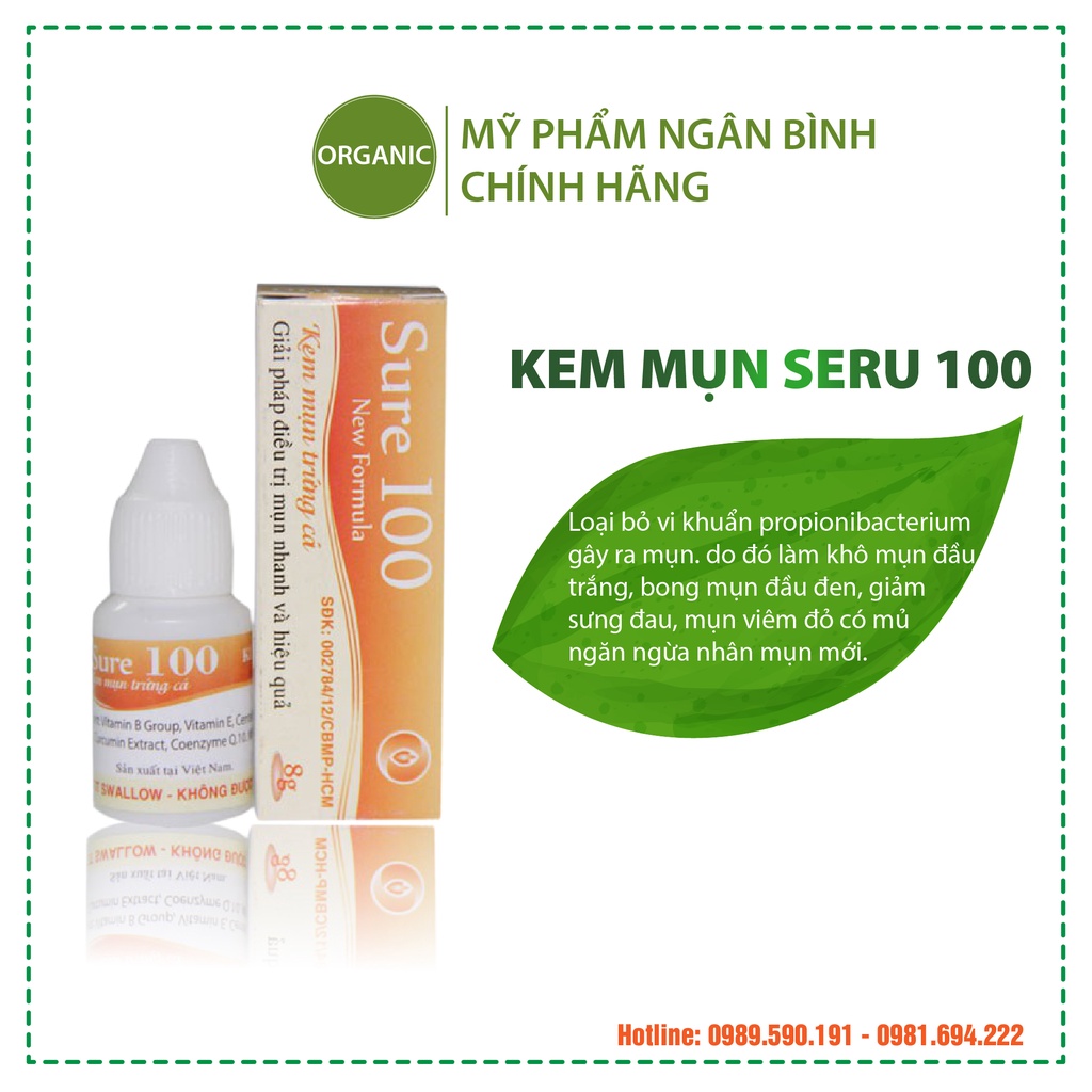 Kem  mụn trứng cá và  sẹo thâm SURE 100