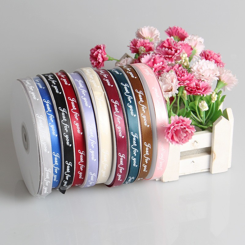 Ruy băng satin lụa họa tiết 25mm chữ tiếng anh ruy băng gói hoa, phụ kiện handmade , DIY