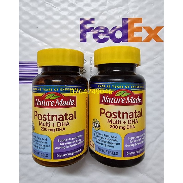 60 viên date 2024 Vitamin cho con bú Nature Made Postnatal Multi DHA