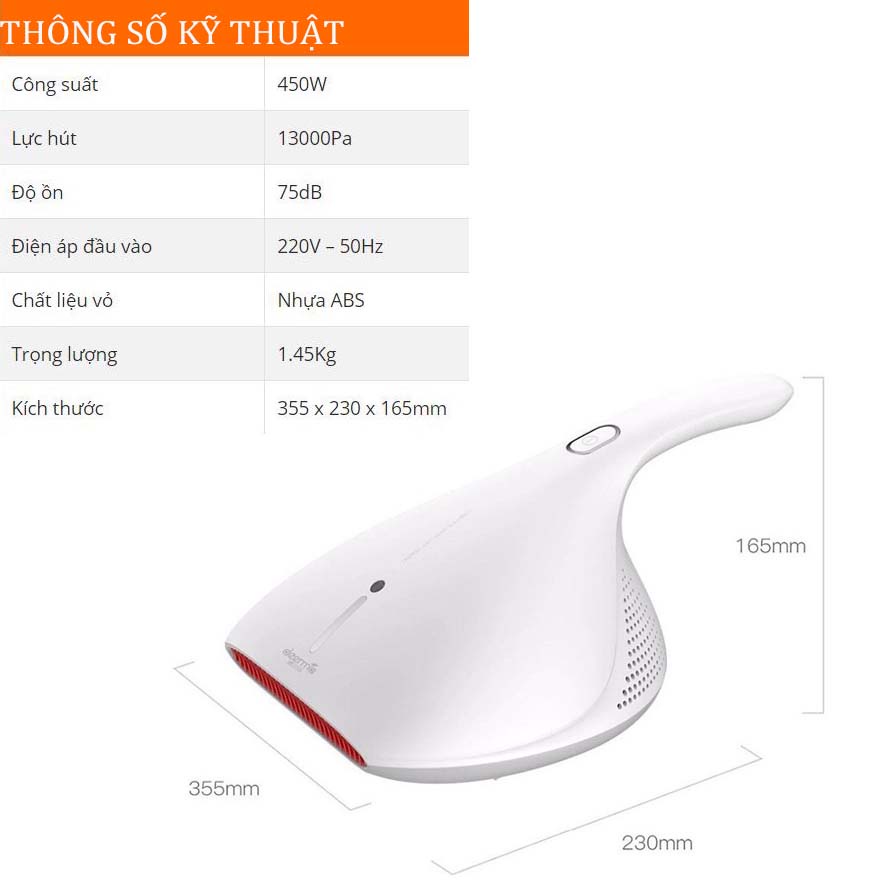 Máy Hút Bụi Mịn CM800 Diệt khuẩn Giường Đệm Công Suất Lớn (450W) Bằng Tia UV AD12