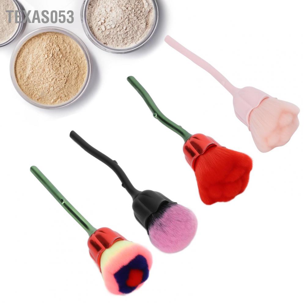 Texas053 Bàn chải Bụi móng tay Hình hoa hồng Thanh lịch Làm sạch Loại bỏ Trang điểm Lỏng Phấn má đánh