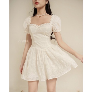 Váy trắng Laven Dress hoạ tiết hoa viền bèo - COQUI