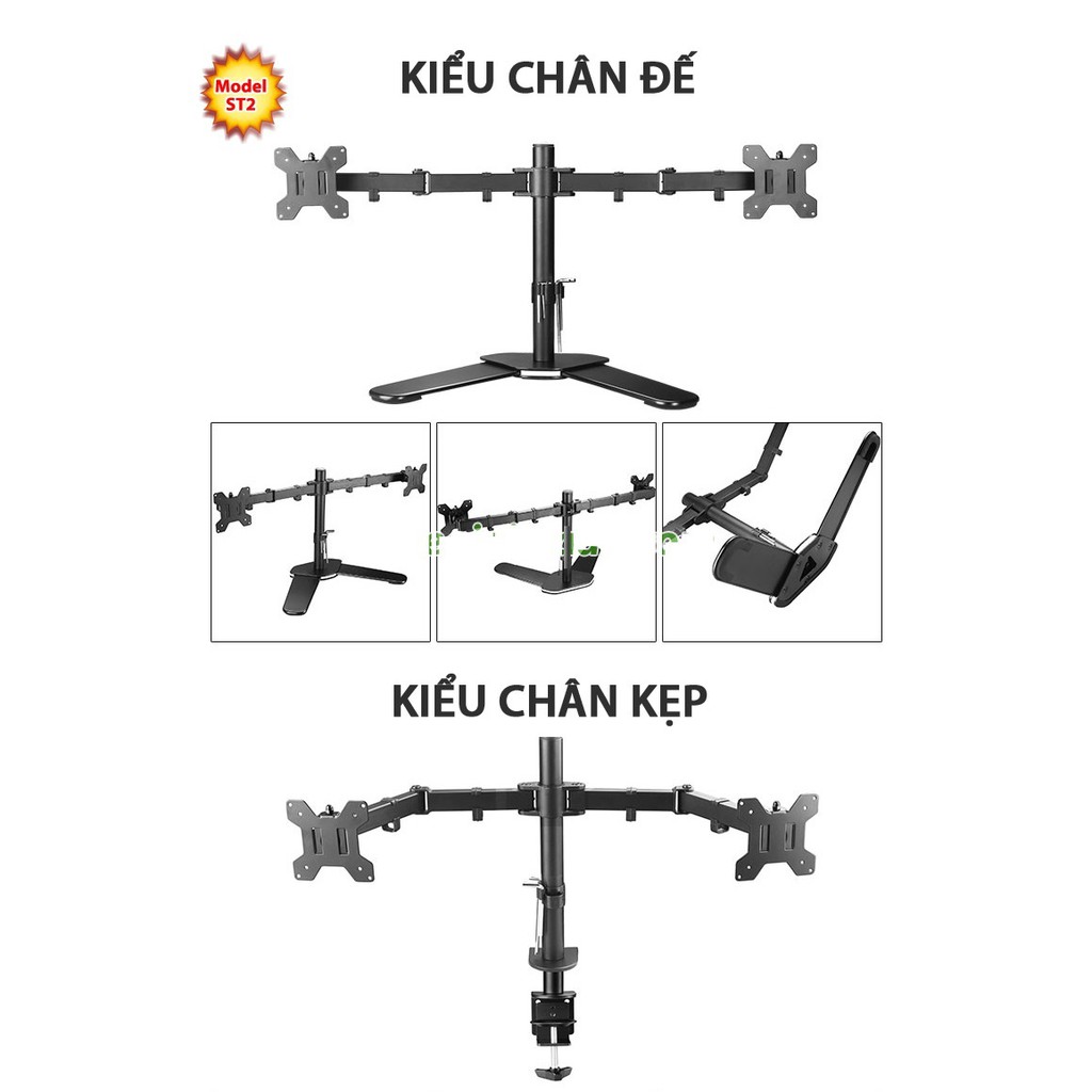 Giá Treo 2 Màn Hình Máy Tính - Dành cho màn hình M042 17" - 27"  - Model 2020