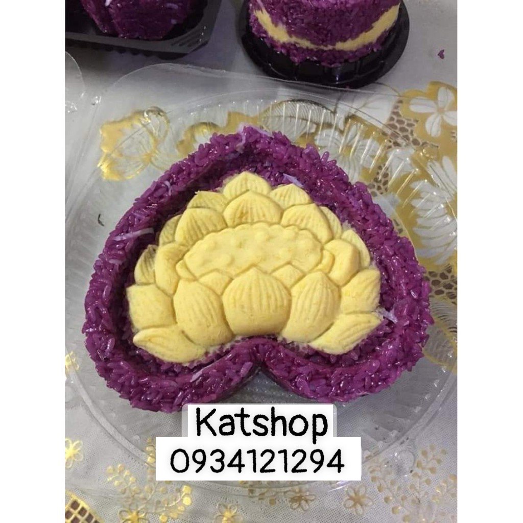 Khuôn làm xôi trái tim hoa sen size đại 16cm nhựa cứng bền đẹp