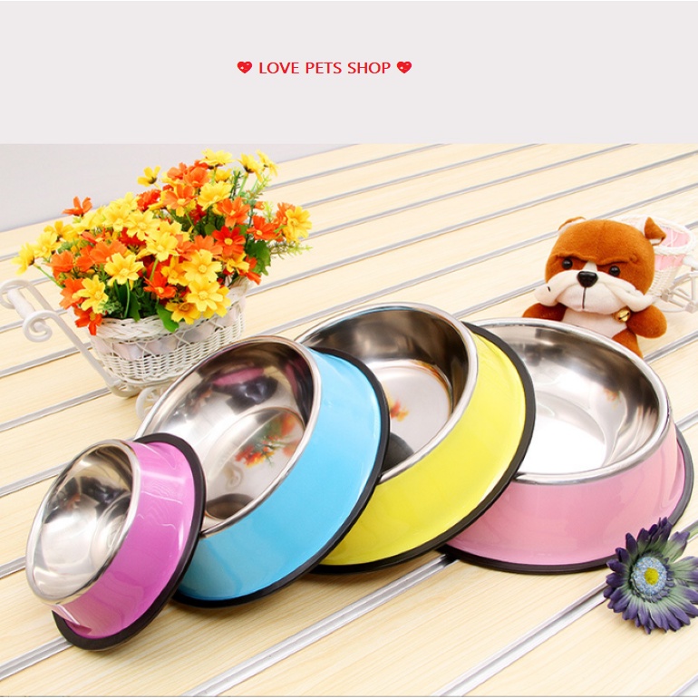 CHÉN ĂN CHO CHÓ MÈO BẰNG CHẤT LIỆU INOX - LOVE PETS SHOP