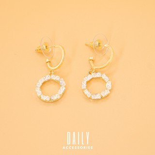 Khuyên tai tròn đính đá - Hoa tai tròn đính đá Hàn Quốc Daily Accessories