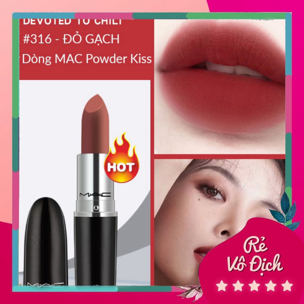 [Bán-Giá-Gốc] ❤️Hàng Mới về ❤️ Son mac Chính hãng powder kiss Chất son lì mịn, khả năng bám màu tốt, son lên màu cực chu