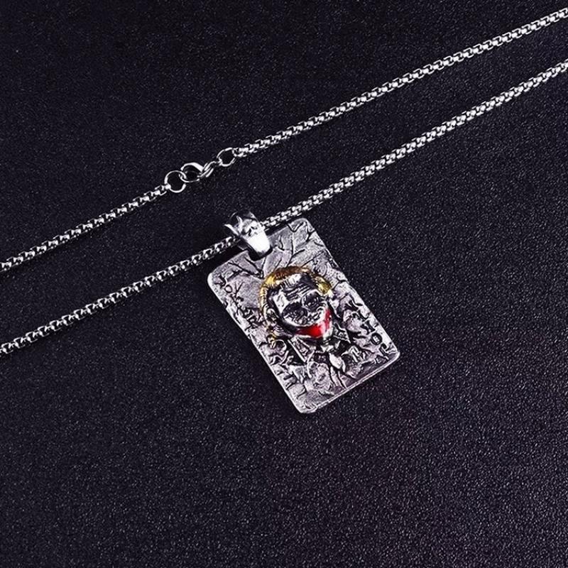 XiaoboACC Dây Chuyền Bằng Thép Không Gỉ Mặt Dây Hình Joker Phong Cách Hip Hop Dài - 60cm