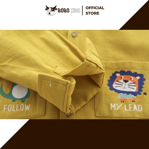 Áo Sơ Mi Bé Trai BoBoKids Phối Họa Tiết Nổi Bật Cho Trẻ Em Từ 1,5-10 Tuổi Phong Cách Hàn Quốc