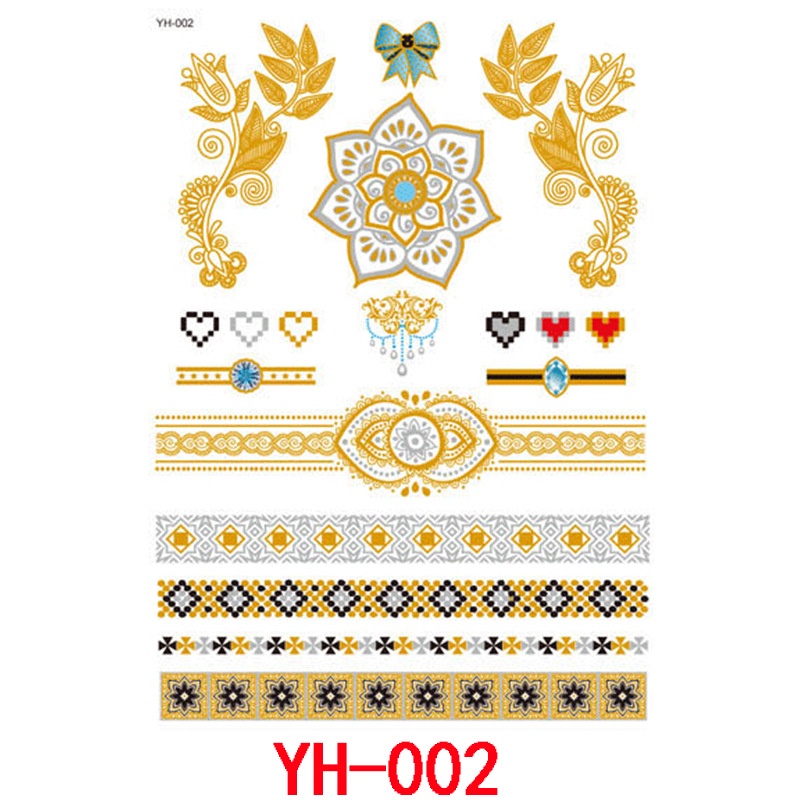 Nhãn Dán Hình Xăm Giả Bằng Kim Loại Chống Nước Cho Nữ/Trẻ Em