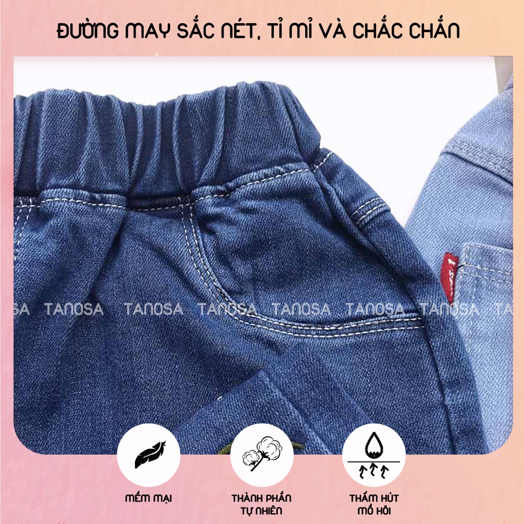 Quần jean dài vải mềm TANOSA thời trang mùa hè cho bé gái 15-30kg