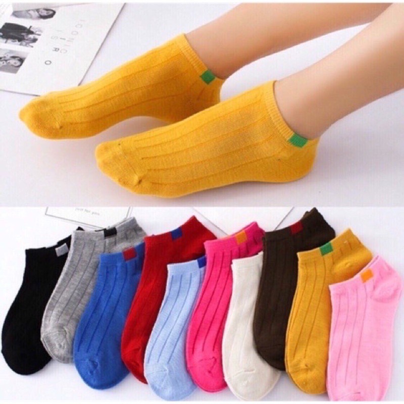 Tất vớ nữ cổ ngắn vintage 7 màu phong cách Hàn Quốc