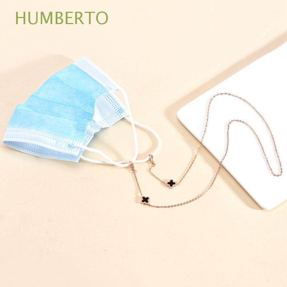 Dây chuỗi xích đeo khẩu trang/ mắt kính đọc sách có kẹp giữ phối mặt hình trái tim và ngọc trai cho nam và nữ