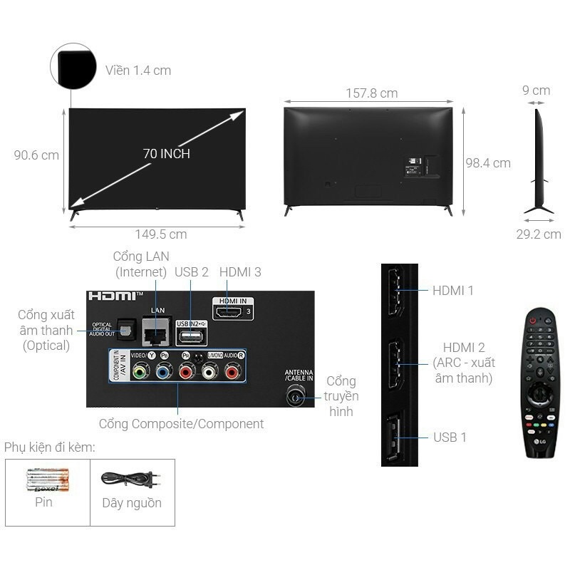 Smart Tivi LG 4K 70 inch 70UN7300PTC.MODEL2020( HÀNG NEW