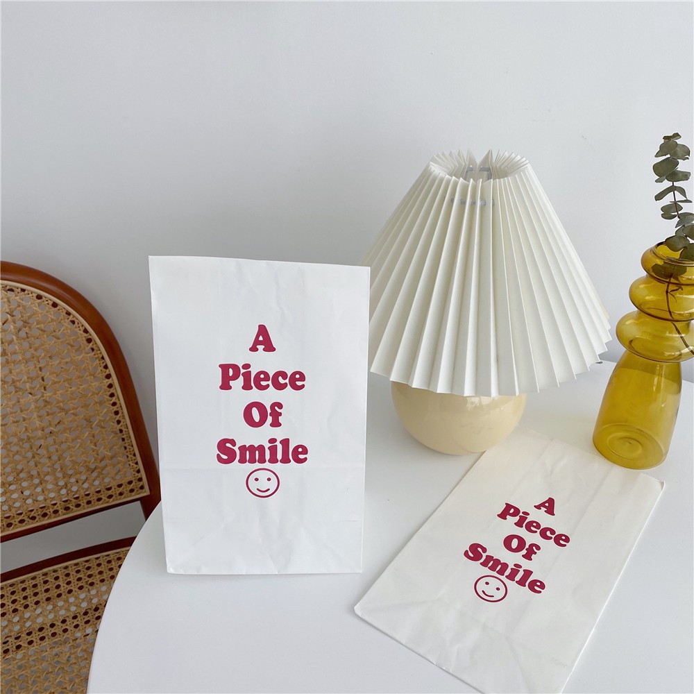 Ohaya Túi Giấy Kraft Thân Thiện Với Môi Trường Đựng Quà Trang Trí Hình Mặt Cười &lt; a piece of smile} Hàn Quốc ins