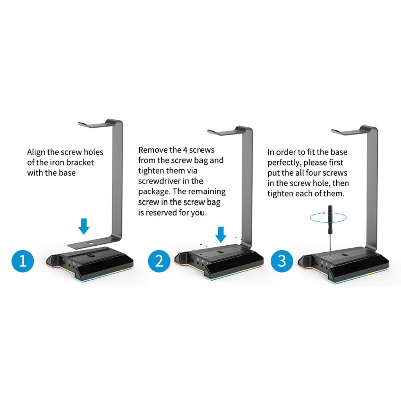 Giá Đỡ Tai Nghe Để Bàn Màu Đen Trơn Tiết Kiệm Không Gian