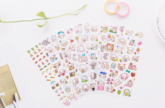 Bộ sticker 6 tấm cún con dễ thương