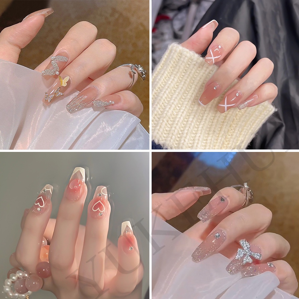 Bộ 24 Móng Tay Giả Ngắn Trang Trí Nghệ Thuật