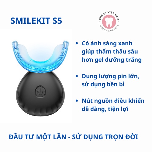 Máy làm trắng răng SMILEKIT- Máy tẩy trắng răng giúp trắng răng từ sâu bên trong, an toàn không ê buốt cho răng