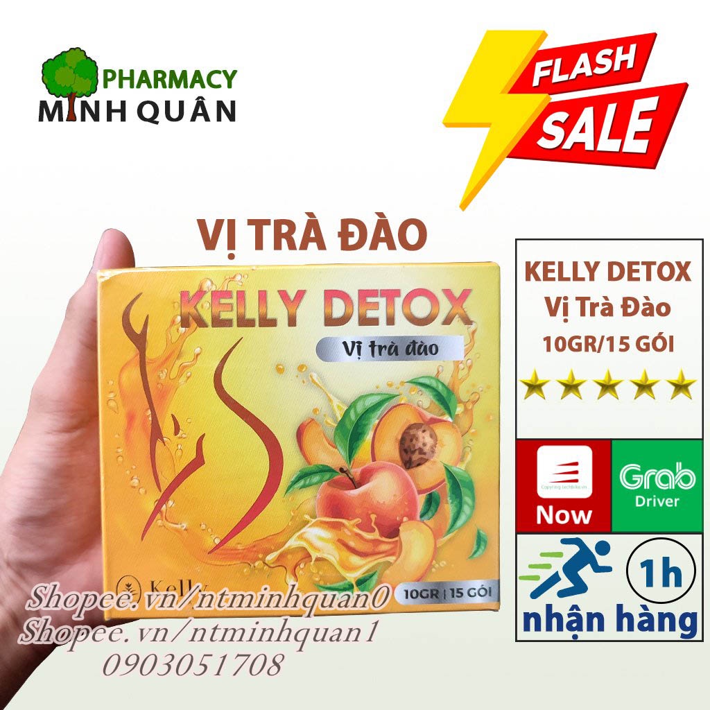 Giảm cân Trà Đào Kelly Detox cấp tốc an toàn nhanh mỡ đùi mỡ bụng GC04