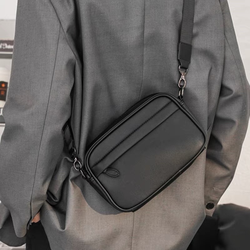 Túi đeo chéo nam nữ da đen thời trang unisex phong cách chất liệu cao cấp