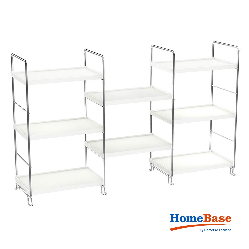 HomeBase KECH Kệ bếp nhiều tầng bằng thép không gỉ  XCB5151 W75.5xD17xH45cm màu trắng