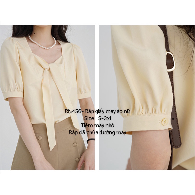 RN456_Rập giấy may áo cổ nơ nữ