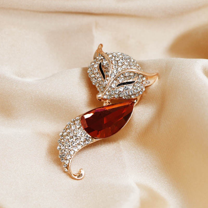 Ghim Cài Áo Hình Con Cáo Đính Đá Pha Lê Chống Ánh Sáng Thời Trang Hàn Quốc Chất Lượng Cao