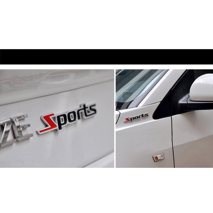 Chữ nổi sport kim loại dán trang trí ô tô - màu đen đỏ- sevencar