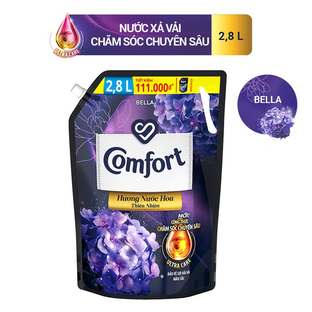 Nước xả làm mềm vải Comfort Chăm sóc Chuyên sâu túi 2.8L