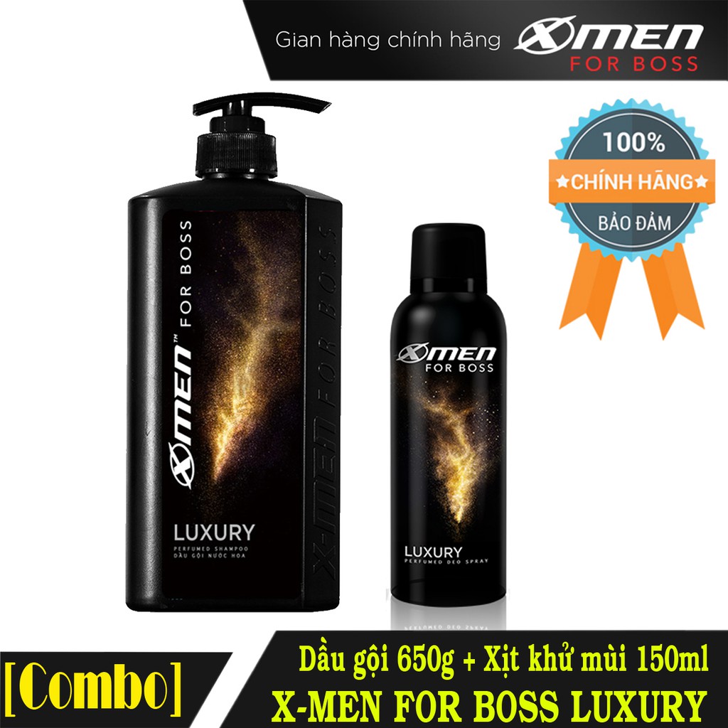 [Combo] Dầu gội nước hoa X-men for boss 650g + Xịt khử mùi toàn thân X-men for boss 150ml (INTENSE, LUXURY, MOTION)