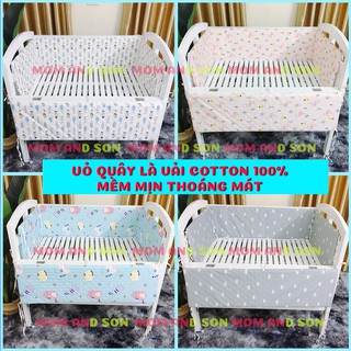 Bộ Vỏ Quây Cho Giương Cũi MOM AND SON, Vỏ 4 Tấm Quây Có Khóa Vải Cotton Không Bao Gồm Ruột Nhiều Màu Sắc