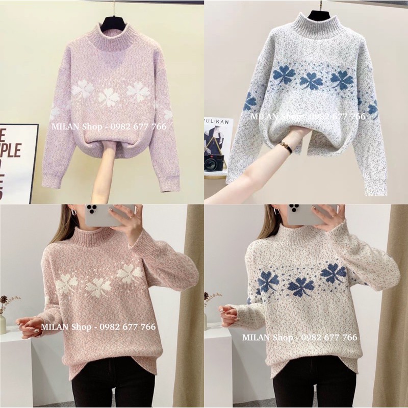 Áo len dài tay dáng suông 2 hoạ tiết nhiều màu hot | BigBuy360 - bigbuy360.vn