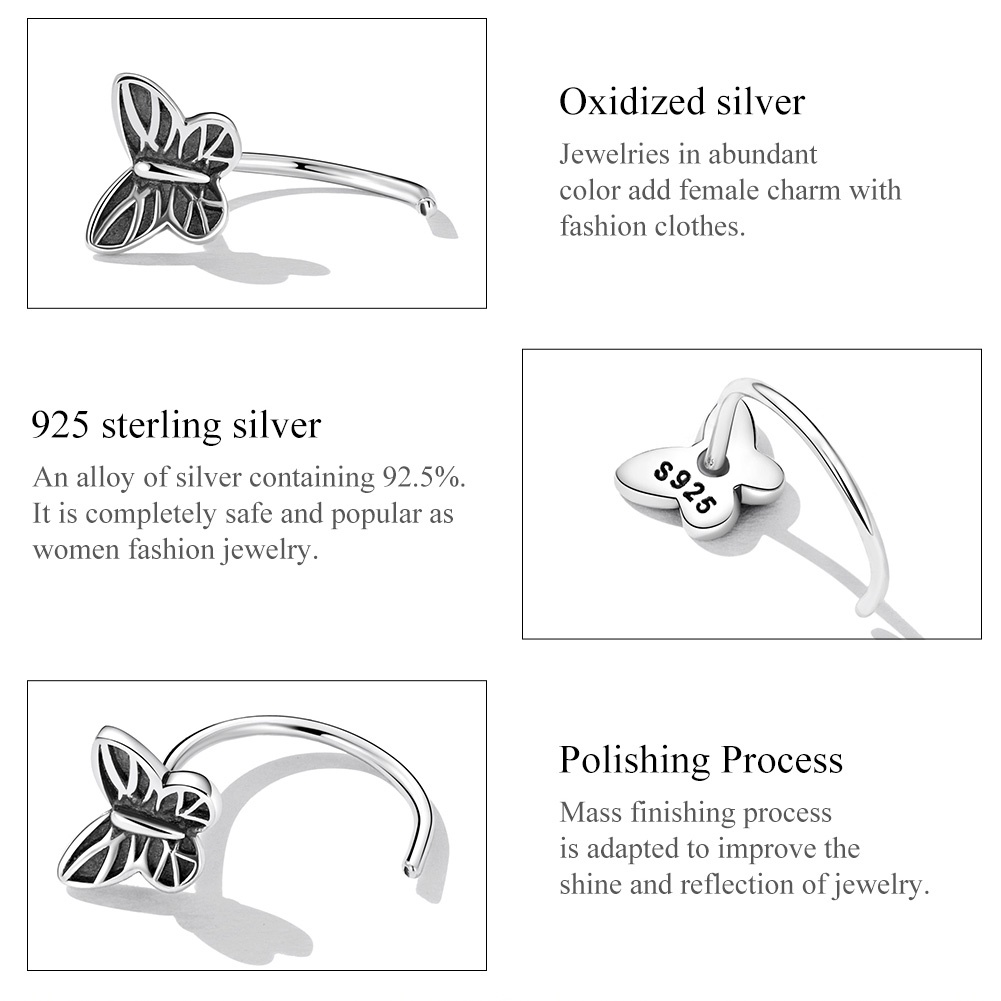 Bông tai BAMOER bạc 925 hình bướm thời trang dành cho nữ