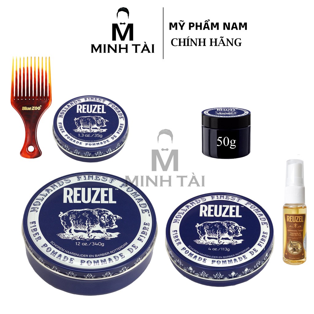 [ Full Size ] Sáp Vuốt Tóc Nam REUZEL Fiber Pomade + Xịt Dưỡng Tóc Reuzel Tonic 20ml + Lược Chải Tóc Pomade