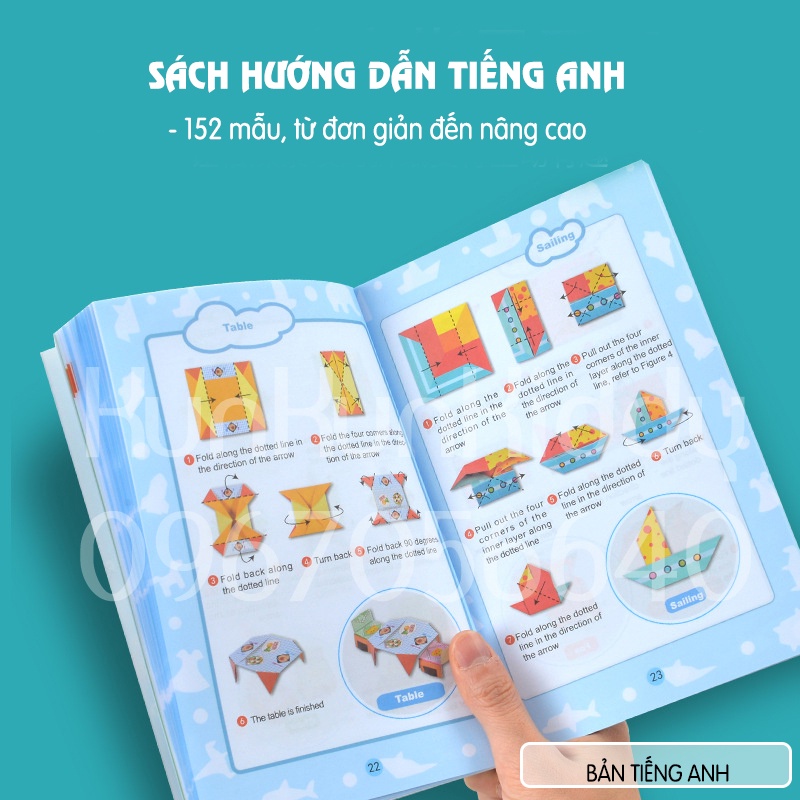 Bộ giấy thủ công origami nhiều hình động vật cho bé, giấy gấp thủ công nhiều màu