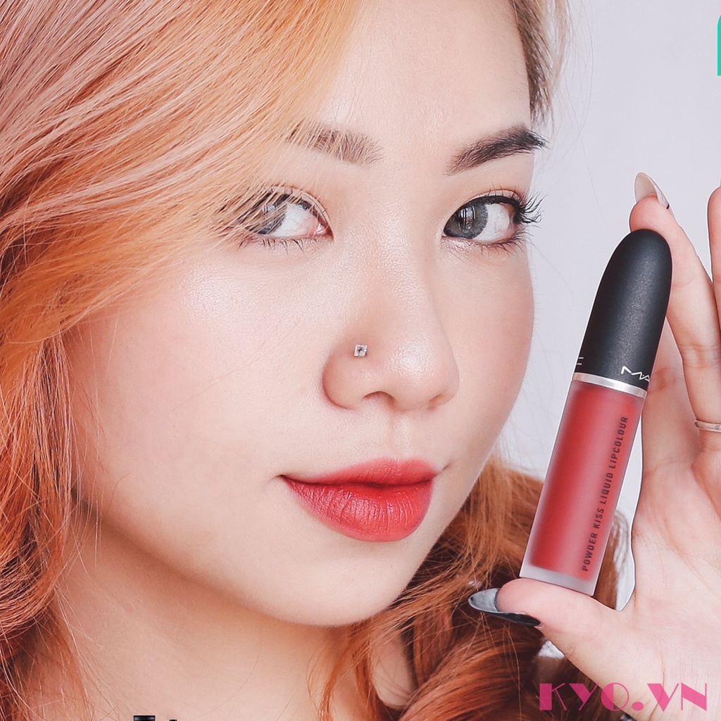 Son MAC kem 991 Devoted To Chili Màu Đỏ Đất, son MAC chính hãng Powder Kiss Liquid Lipcolour date mới