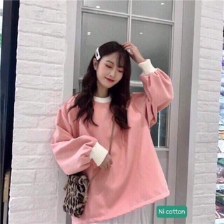 Áo sweater nỉ bông tay bồng phối cute