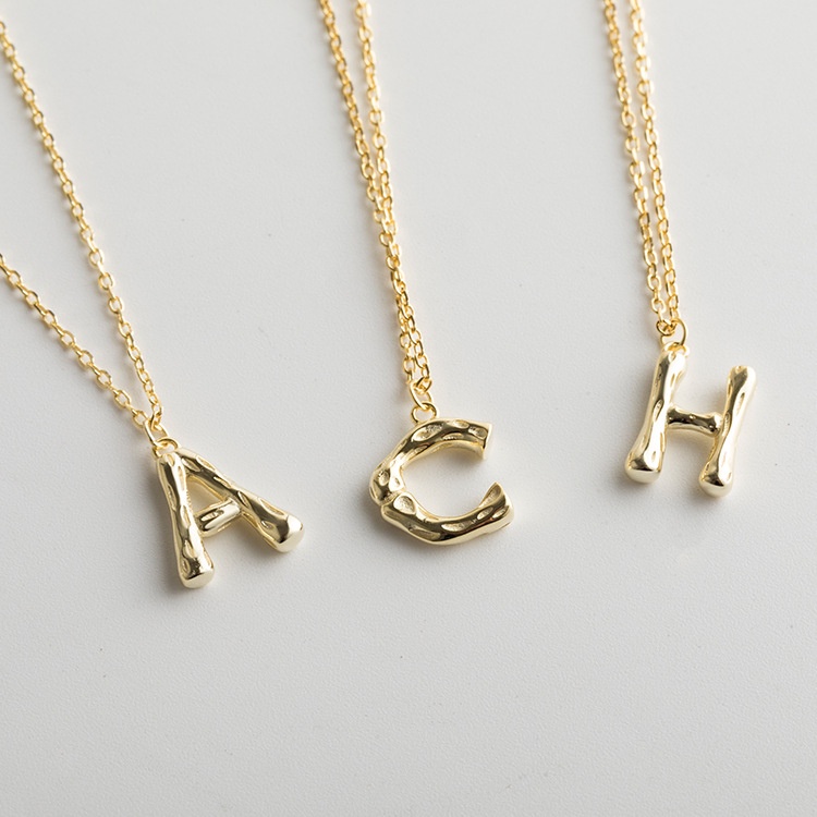 Hàng sẵn phong cách Nhật Hàn mẫu mới s925 vòng cổ bạc sterling nữ chữ cái thời trang cá tính nhỏ tươi mới mặt dây chuyền bạc đơn giản