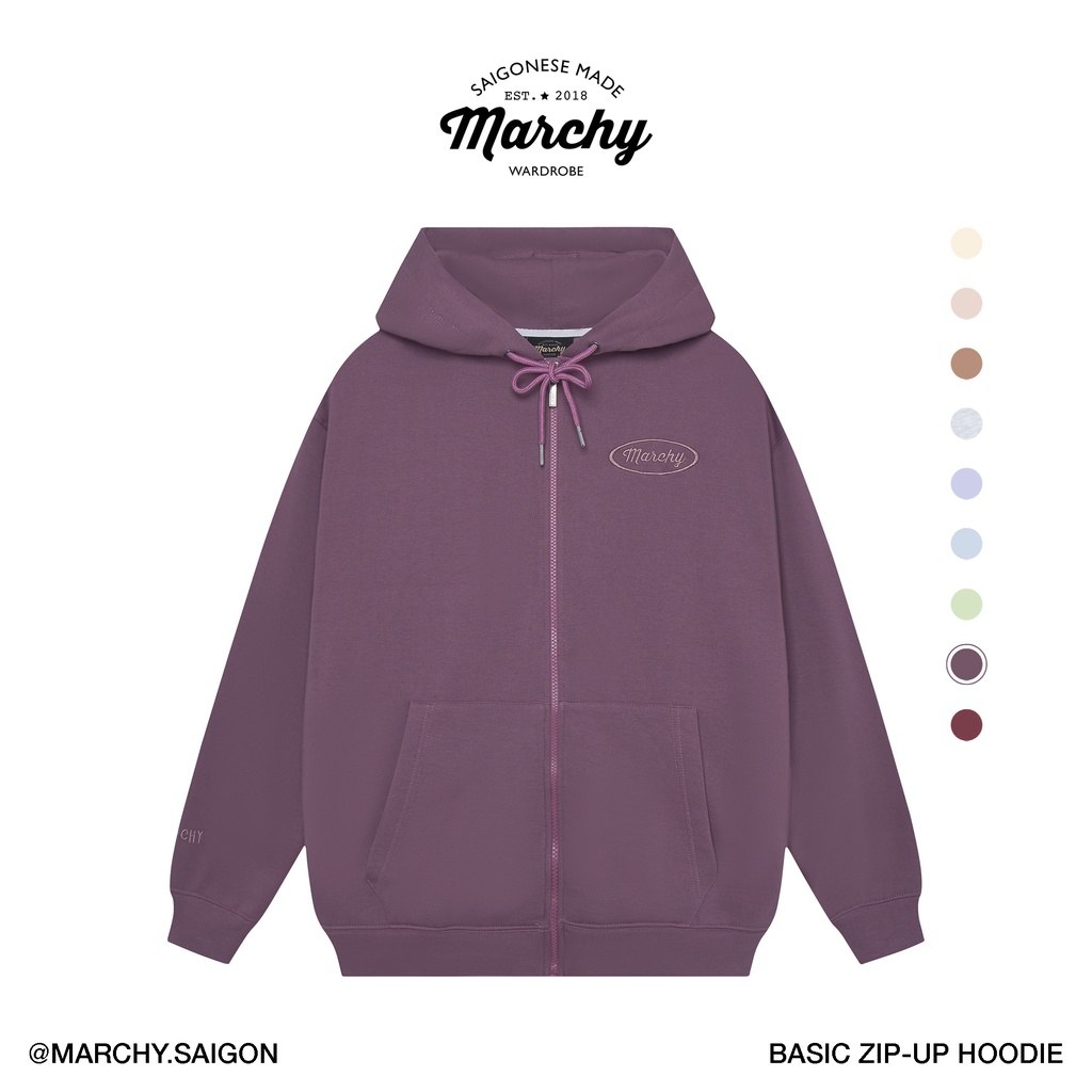 MARCHY - Basic Zip-up Hoodie - Áo khoác dây kéo