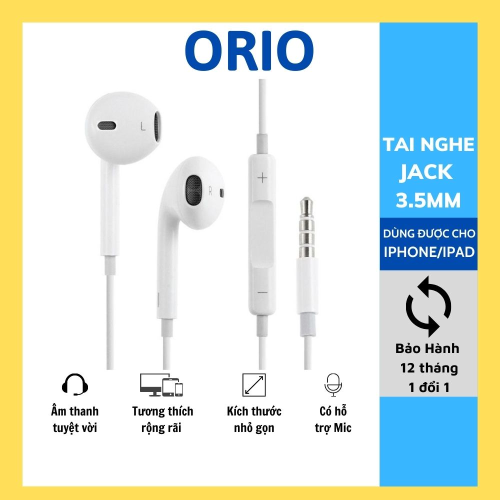 Tai nghe nhét tai có mic và giắc cắm 3.5mm chống ồn cho điện thoại - Orio T88