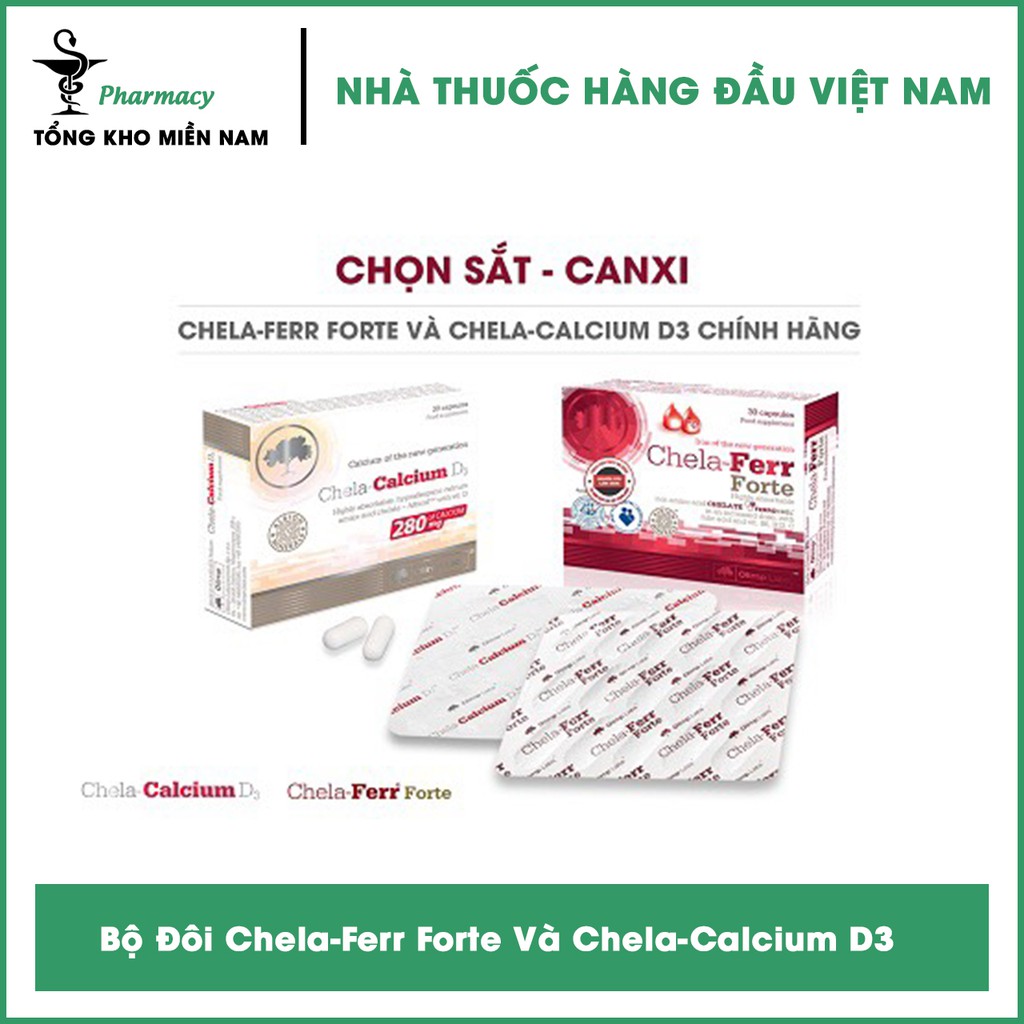 Combo Chela Calcium - Chela Ferr Forte - Bổ sung Canxi, Sắt, D3, C, B6, B12, Iron- Giúp mẹ khỏe, bé phát triển toàn diện