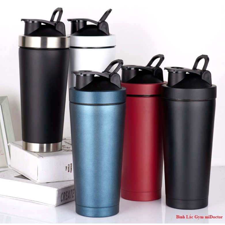 [Màu Xanh Ngọc] Bình Lắc Đựng Nước Thể Thao Tập Gym Shaker Inox 304 - Chính Hãng miDoctor