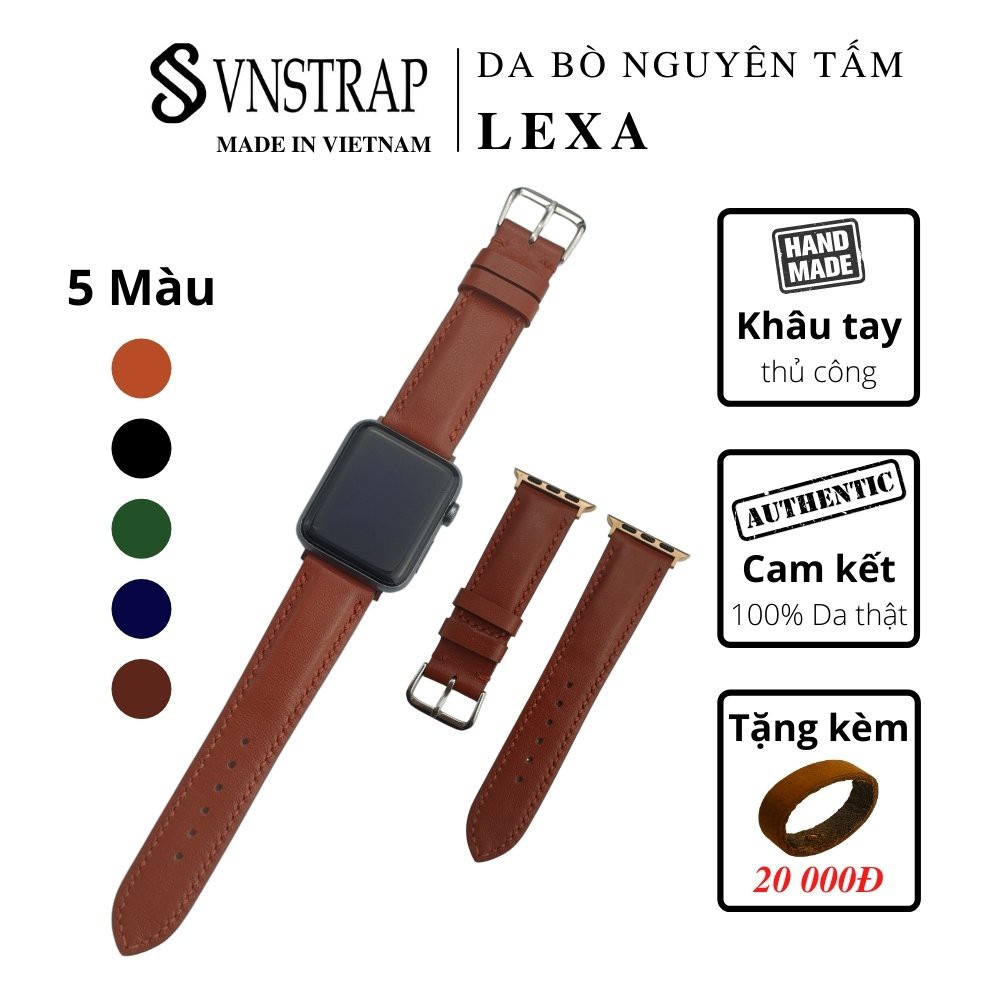 Dây Apple Watch Vnstrap dây đeo đồng hồ Apple Watch series 3 4 5 6 7 se da bê Italia 38mm 40mm 42mm 44mm iwatch A32