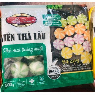 500g viên thả lẩu nhân phô mai trứng muối LC (màu xanh)