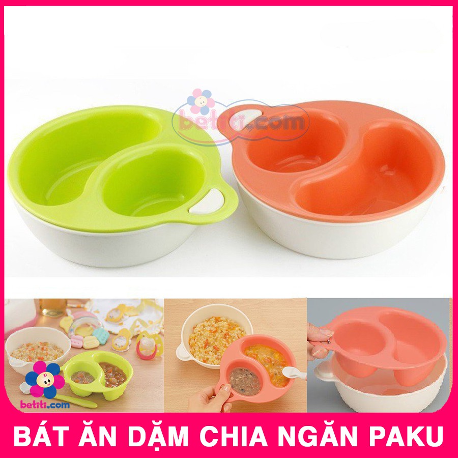 Bộ Bát Ăn Dặm Chia Ngăn Cho Bé Paku 2 Trong 1- Nhật Bản - 4905596112716