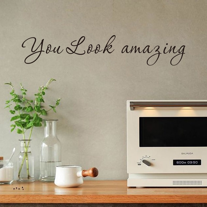 Miếng Dán Tường Tráng Gương In Chữ Tiếng Anh Bằng PVC Chống Thấm Nước Kích Thước 45*10cm