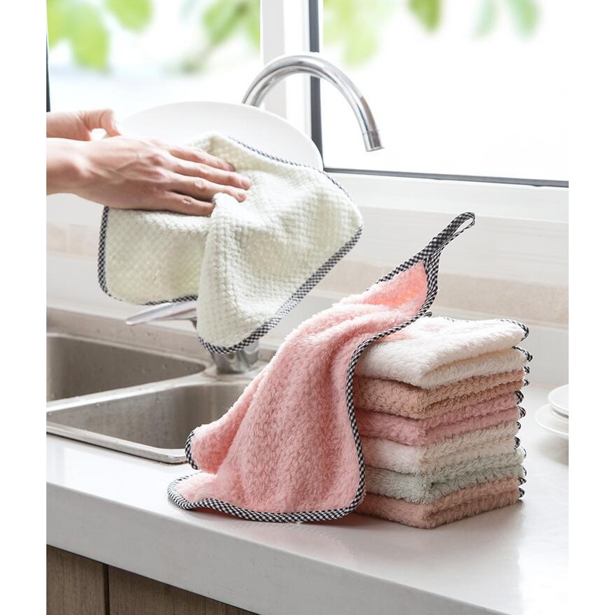 Khăn lau tay treo tường nhà bếp, bát đĩa, cốc chén siêu thấm nước chống dính dầu mỡ hai mặt
