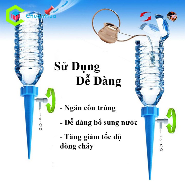 Vòi tưới cây nhỏ giọt thông minh tự động gắn chai nhựa tiện dụng, tưới cây khi bạn vắng nhà